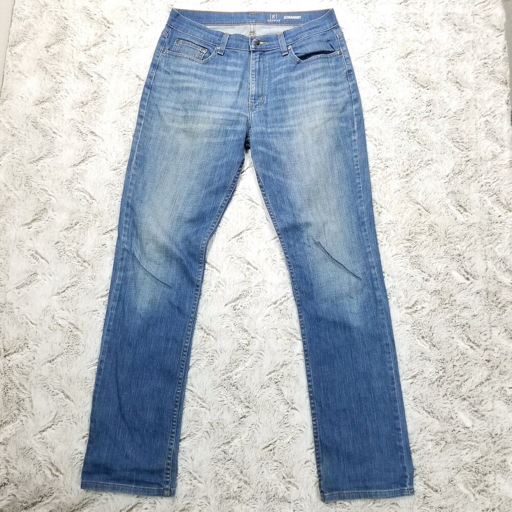 George Jeans Mens 32×34 Blue Straight Dark Wash Denim